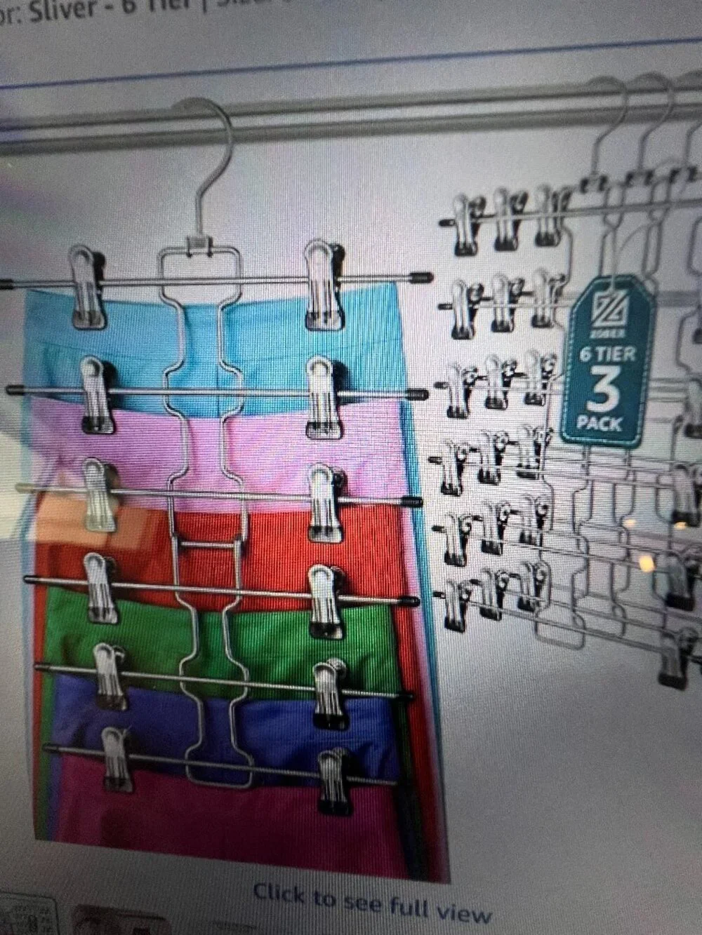 ZOBER 3-Pack 6-Tier Skirt Hangers with Clips - Pants Hangers with Clips Space Sa